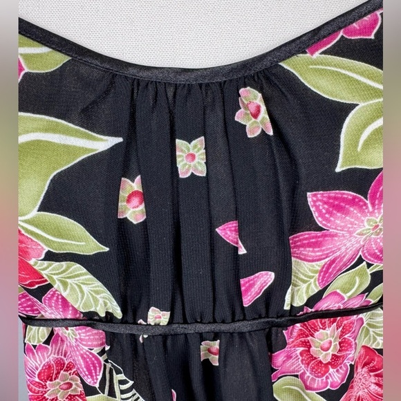 Oscar de la Renta Pink Label Short Babydoll Nightie Pajamas Sheer Floral Medium - Picture 3 of 9